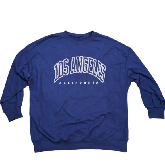 NEW- Langwyqu Oversized Los Angeles California Crewneck Pullover- Women's L - Picture 1 of 6